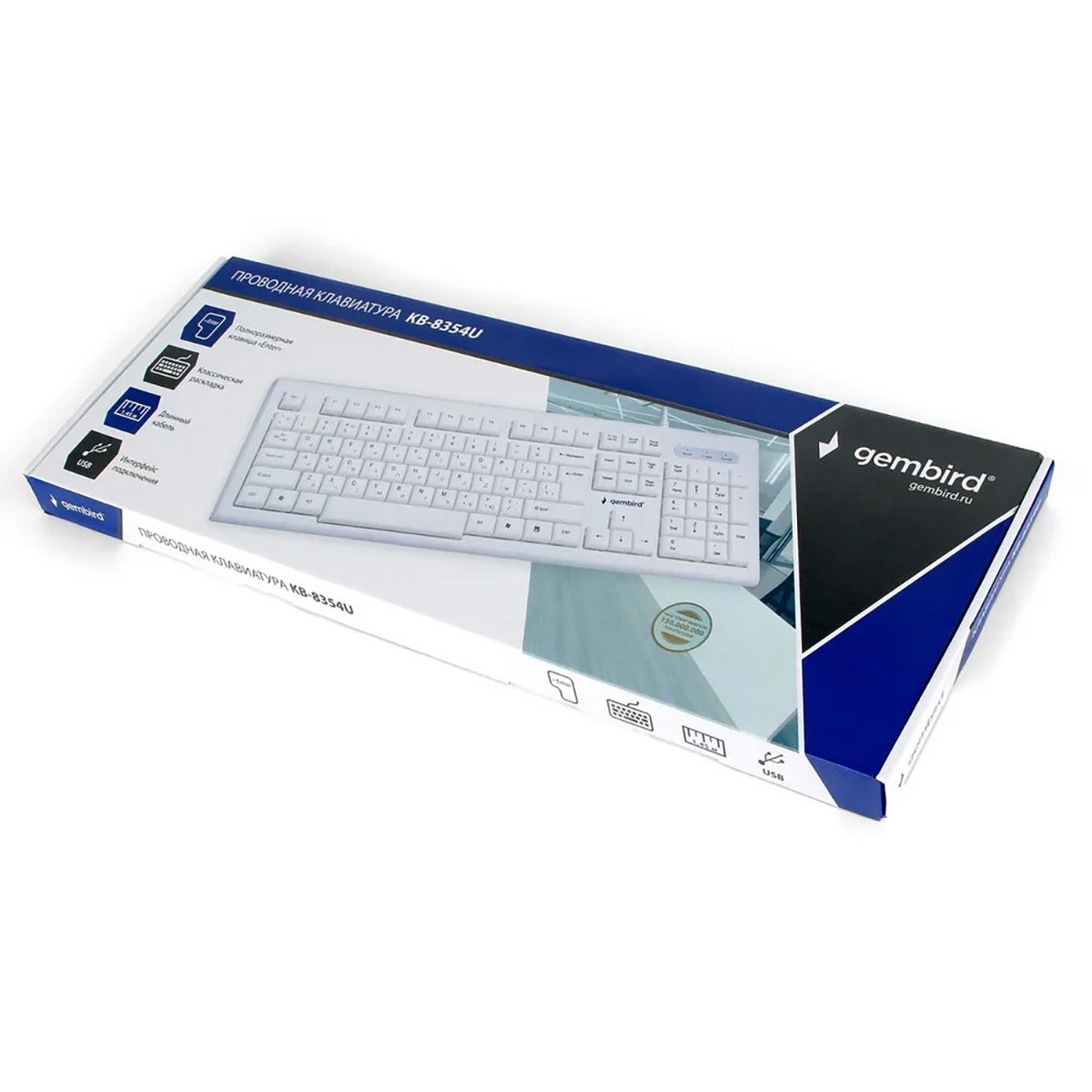 Клавиатура Gembird Клавиатура Gembird KB-8352U USB, белый, 104 клавиши, RTL