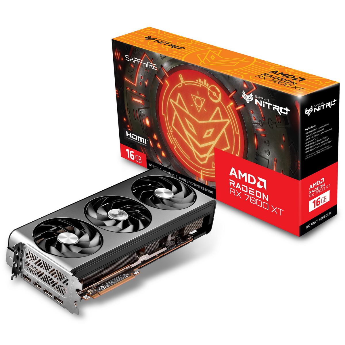 Видеокарта Sapphire RX7800XT NITRO+ 16GB GDDR6 256bit 2xDP 2xHDMI 2FAN RTL
