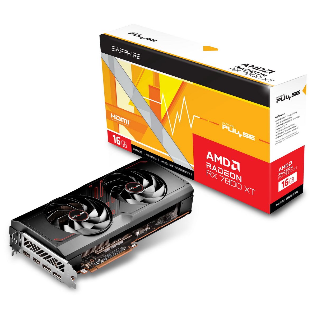 Видеокарта Sapphire RX7800XT PULSE 16GB GDDR6 256bit 2xDP 2xHDMI 2FAN RTL