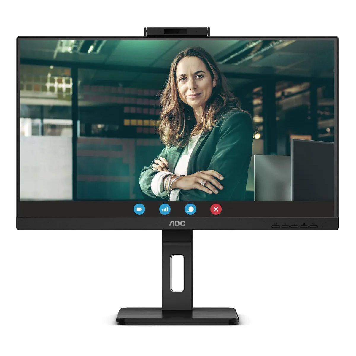 Монитор AOC 23.8" 24P3QW Black (IPS, 1920x1080, 2xHDMI+DP, USB Hub, 4 ms, 178°/178°, 300 cd/m, 50M:1 (1000:1), 75Hz, MM, Camera, Pivot)
