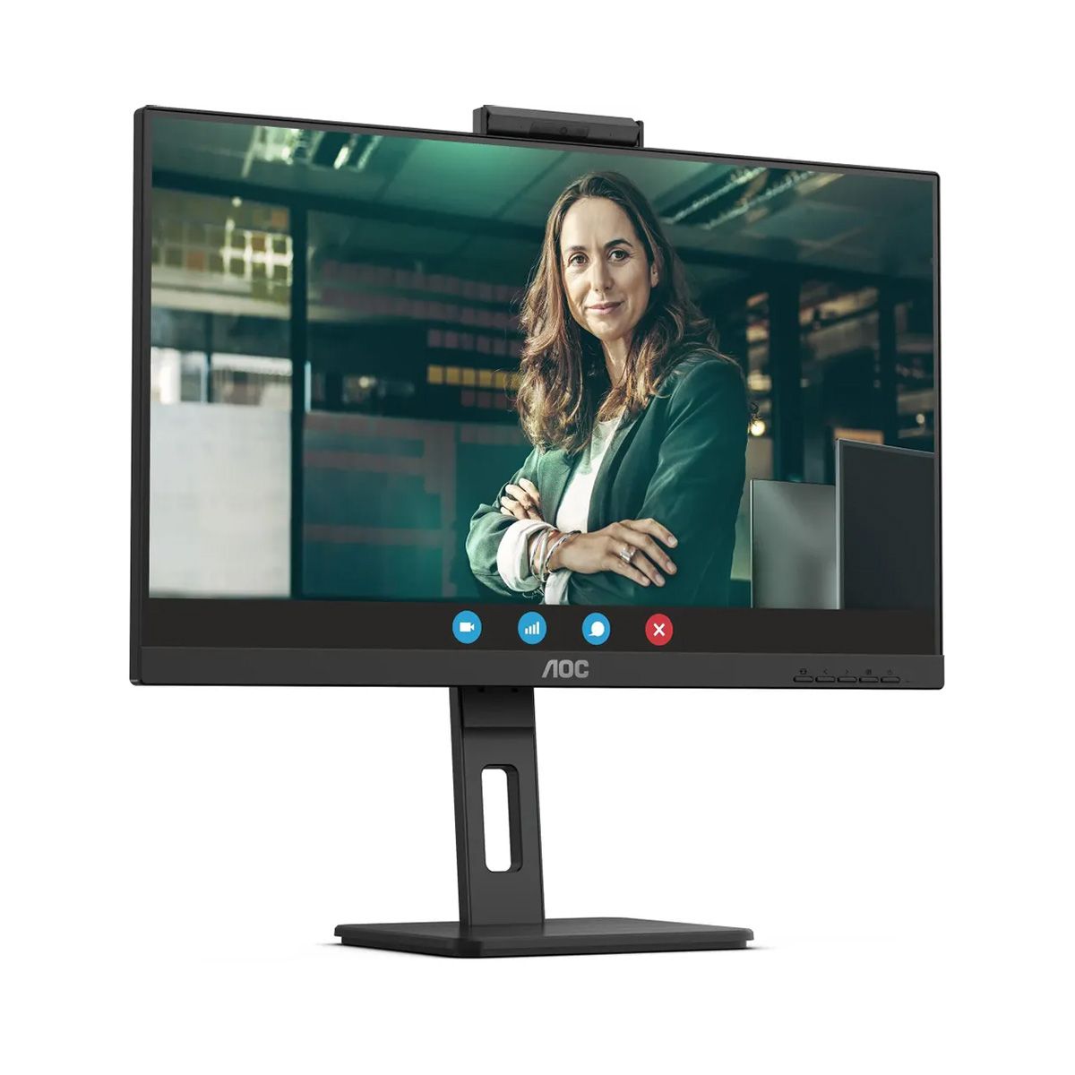 Монитор AOC 23.8" 24P3QW Black (IPS, 1920x1080, 2xHDMI+DP, USB Hub, 4 ms, 178°/178°, 300 cd/m, 50M:1 (1000:1), 75Hz, MM, Camera, Pivot)
