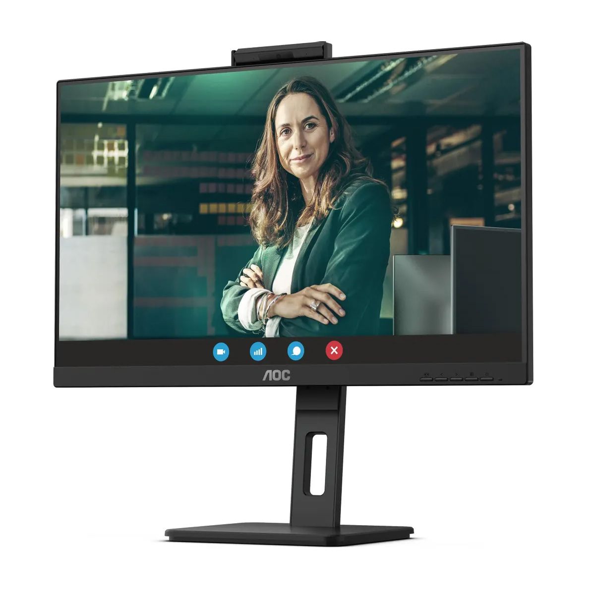 Монитор AOC 23.8" 24P3QW Black (IPS, 1920x1080, 2xHDMI+DP, USB Hub, 4 ms, 178°/178°, 300 cd/m, 50M:1 (1000:1), 75Hz, MM, Camera, Pivot)