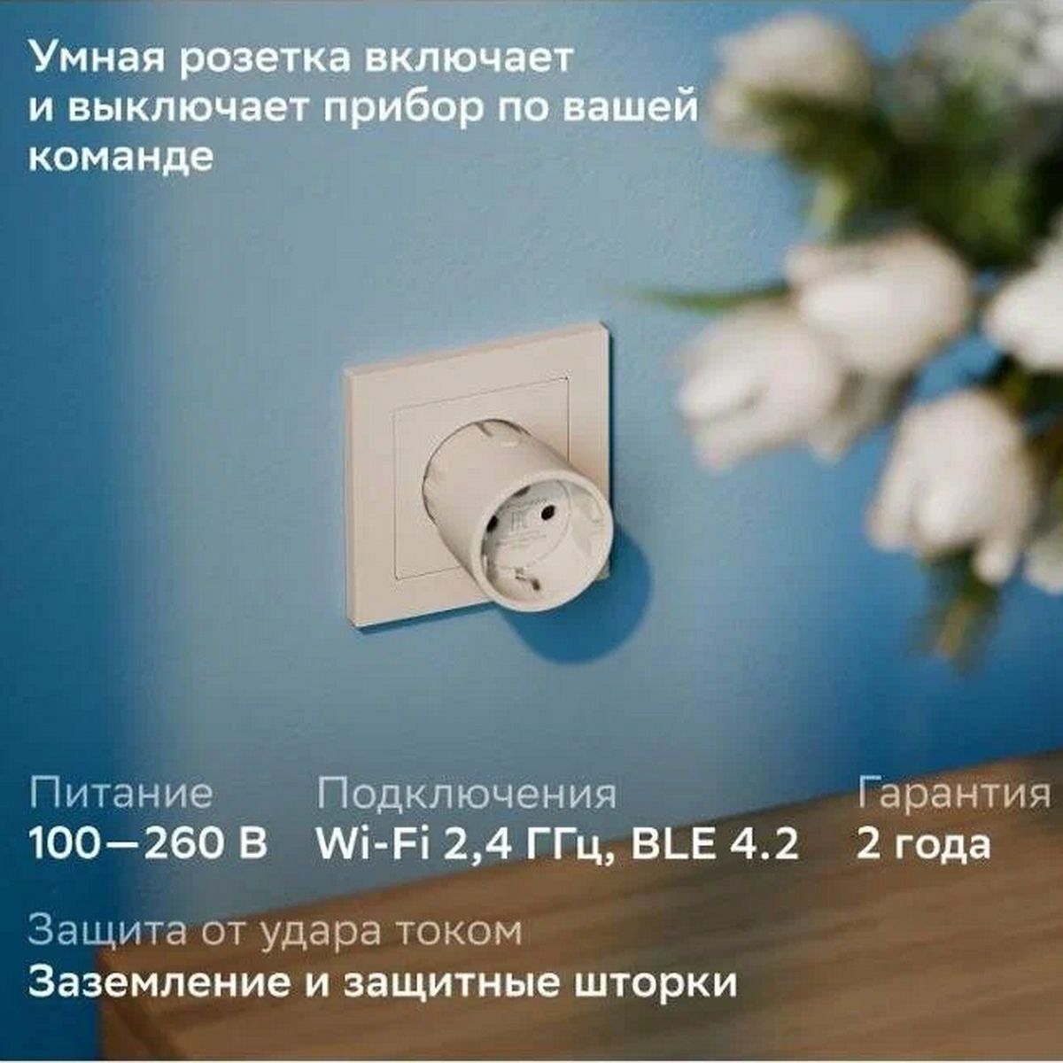 Умная розетка СБЕР/SBER: WiFi/Управление голосом (SBDV-00123W)