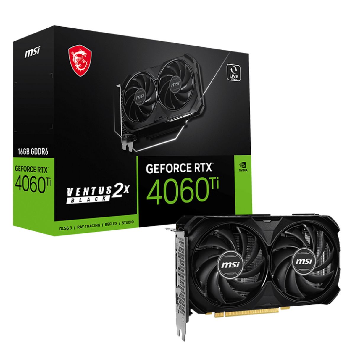 Видеокарта MSI RTX4060Ti VENTUS 2X BLACK 16GB GDDR6 128-bit HDMI DPx3 2FAN RTL