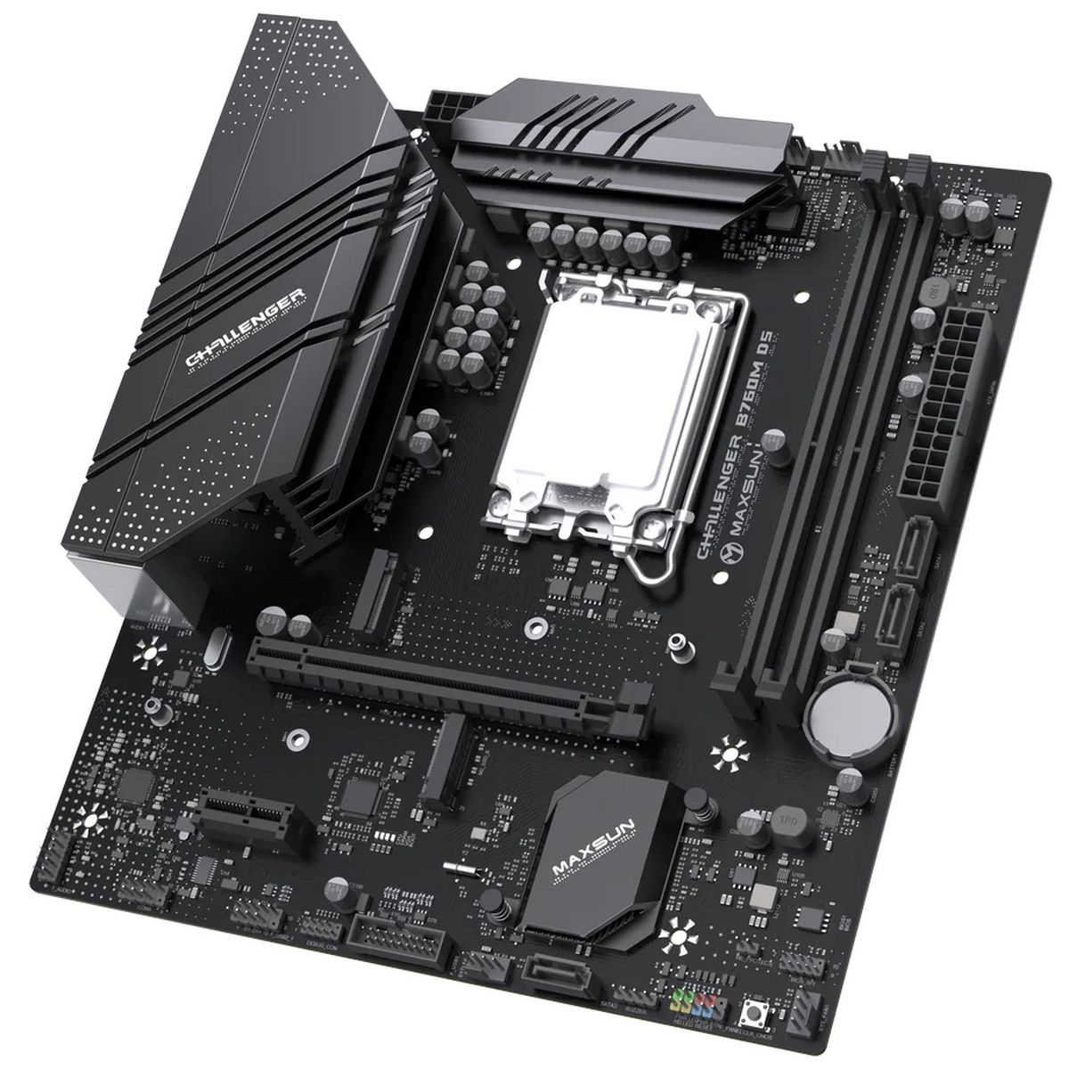 Материнская плата Maxsun MS-Challenger B760M D5 B760, LGA1700, 2*DDR5, 1*PCIEx16, 1*PCIEx1, 2*M.2, 6*USB3.2Gen1, 4*USB2.0, 3*SATA3.0, 1G, VGA, HDMI, M-ATX, RTL
