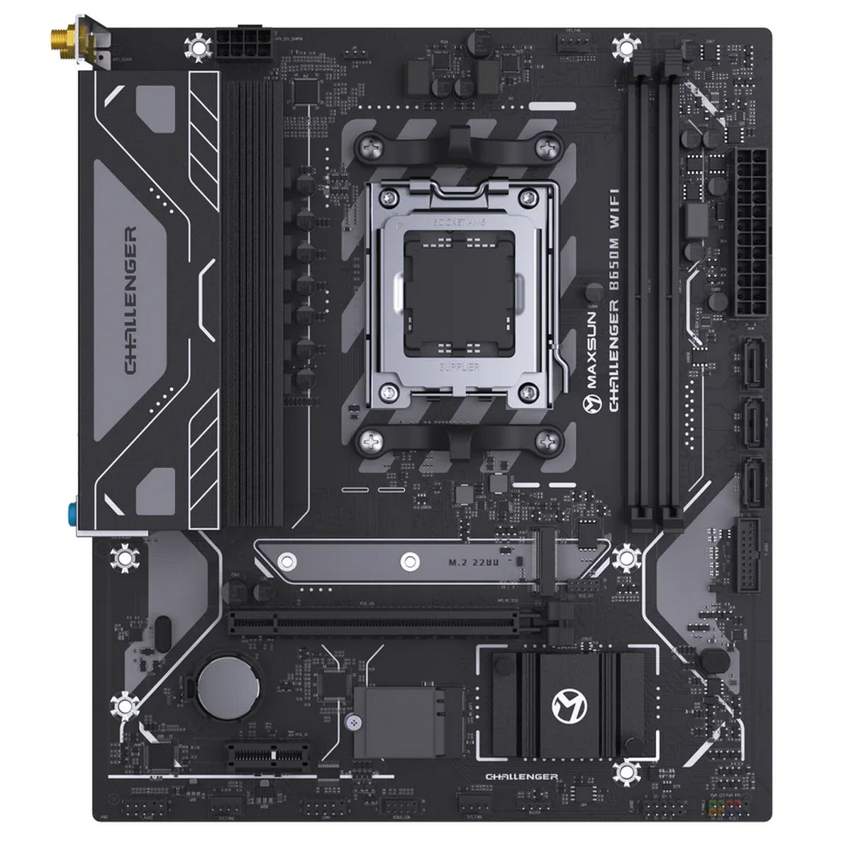 Материнская плата Maxsun MS-Challenger B650M WIFI V1/V2 B650, AM5, 2*DDR5, 1*PCIEx16, 1*PCIEx1, 1*M.2, 6*USB3.2Gen1, 4*USB2.0, 3*SATA3.0, 1G, DP, HDMI, M-ATX, RTL
