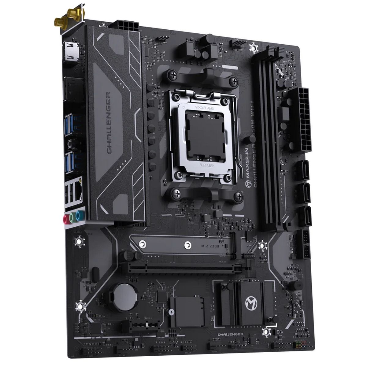 Материнская плата Maxsun MS-Challenger B650M WIFI V1/V2 B650, AM5, 2*DDR5, 1*PCIEx16, 1*PCIEx1, 1*M.2, 6*USB3.2Gen1, 4*USB2.0, 3*SATA3.0, 1G, DP, HDMI, M-ATX, RTL