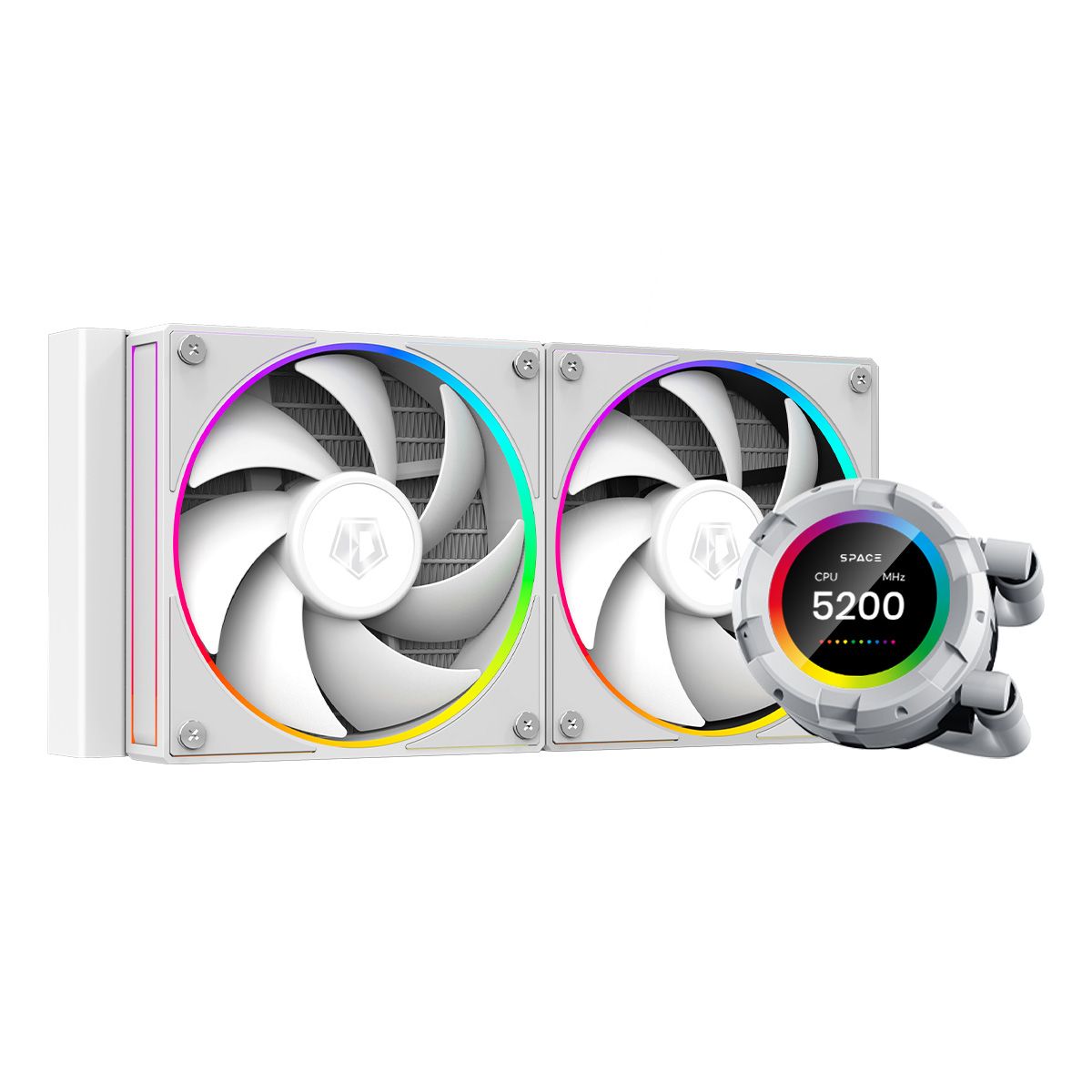 Комплект водяного охлаждения ID-COOLING SL240 WHITE LGA20XX/1700/1200/115X/AM5/AM4 (4шт/кор,TDP 260W PWM, LCD Display, DUAL FAN 120mm, белый) RET