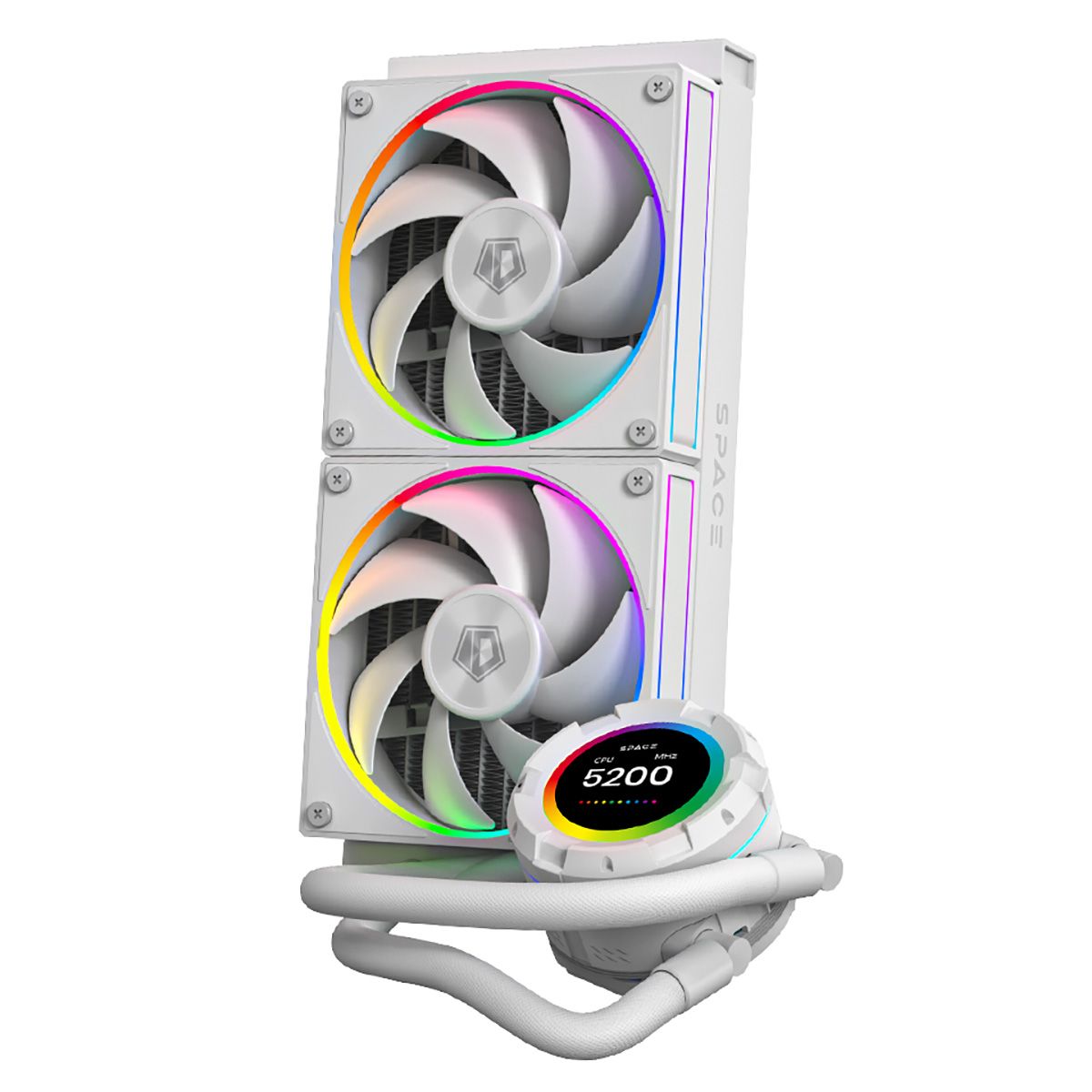 Комплект водяного охлаждения ID-COOLING SL240 WHITE LGA20XX/1700/1200/115X/AM5/AM4 (4шт/кор,TDP 260W PWM, LCD Display, DUAL FAN 120mm, белый) RET