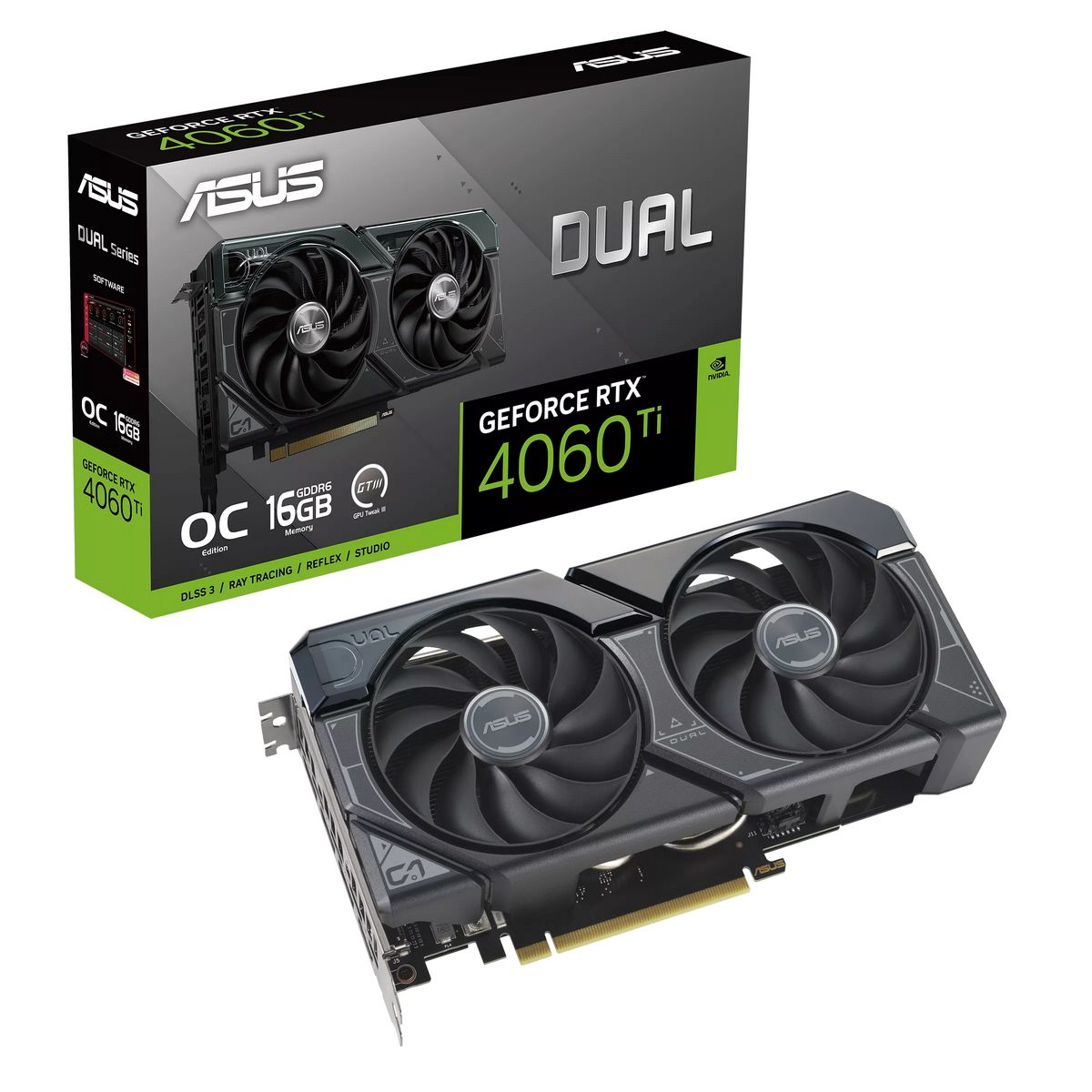 Видеокарта ASUS DUAL-RTX4060TI-O16G /RTX4060TI 16G,HDMI,DP*3,16G,D6