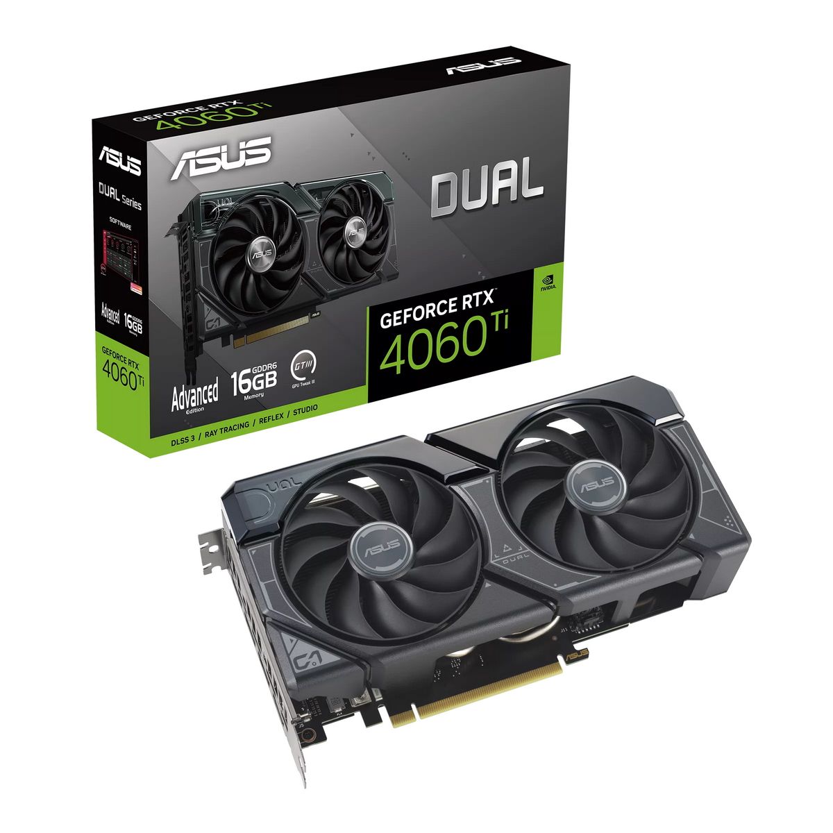 Видеокарта ASUS DUAL-RTX4060TI-A16G /RTX4060TI 16G,HDMI,DP*3,16G,D6