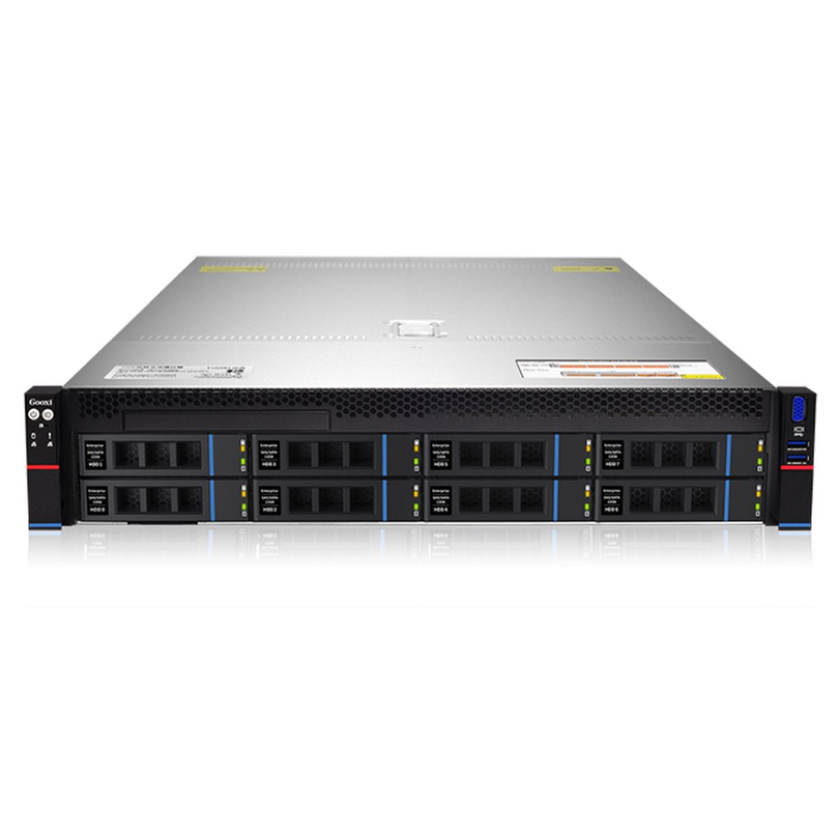 Платформа системного блока Gooxi SR201-D08R-G2 AMD Genoa 2U Direct-attached Backplane 8_2.5/3.5 SAS/SATA Hard Drive Bay Server Barebone, 800W CRPS, w/o rail kit