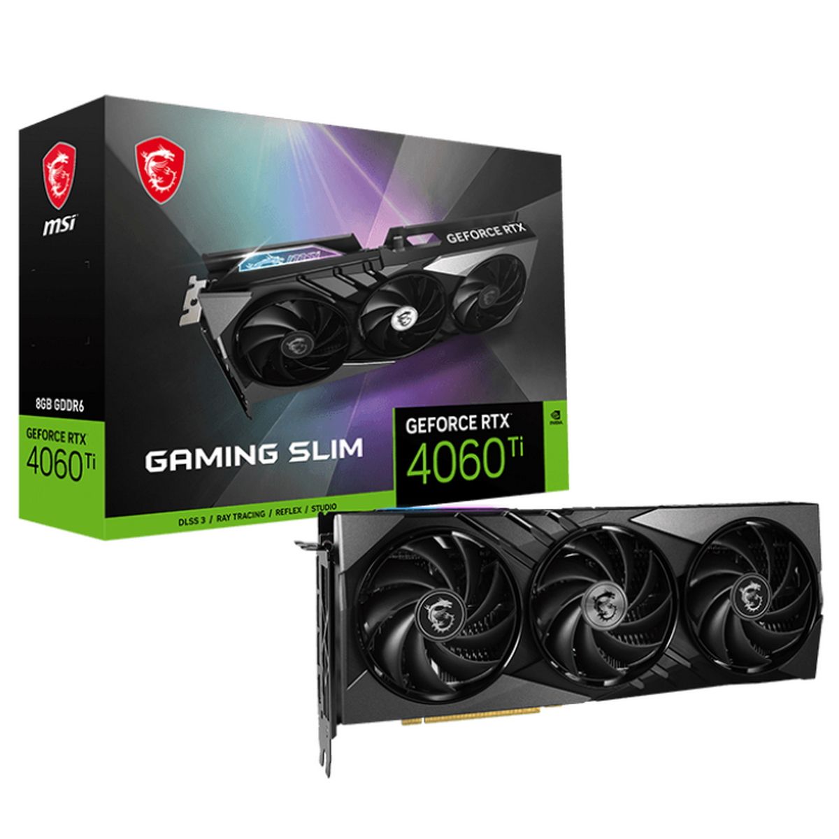 Видеокарта MSI RTX4060Ti GAMING SLIM 8GB GDDR6 128-bit DPx3 HDMI 3FAN RTL