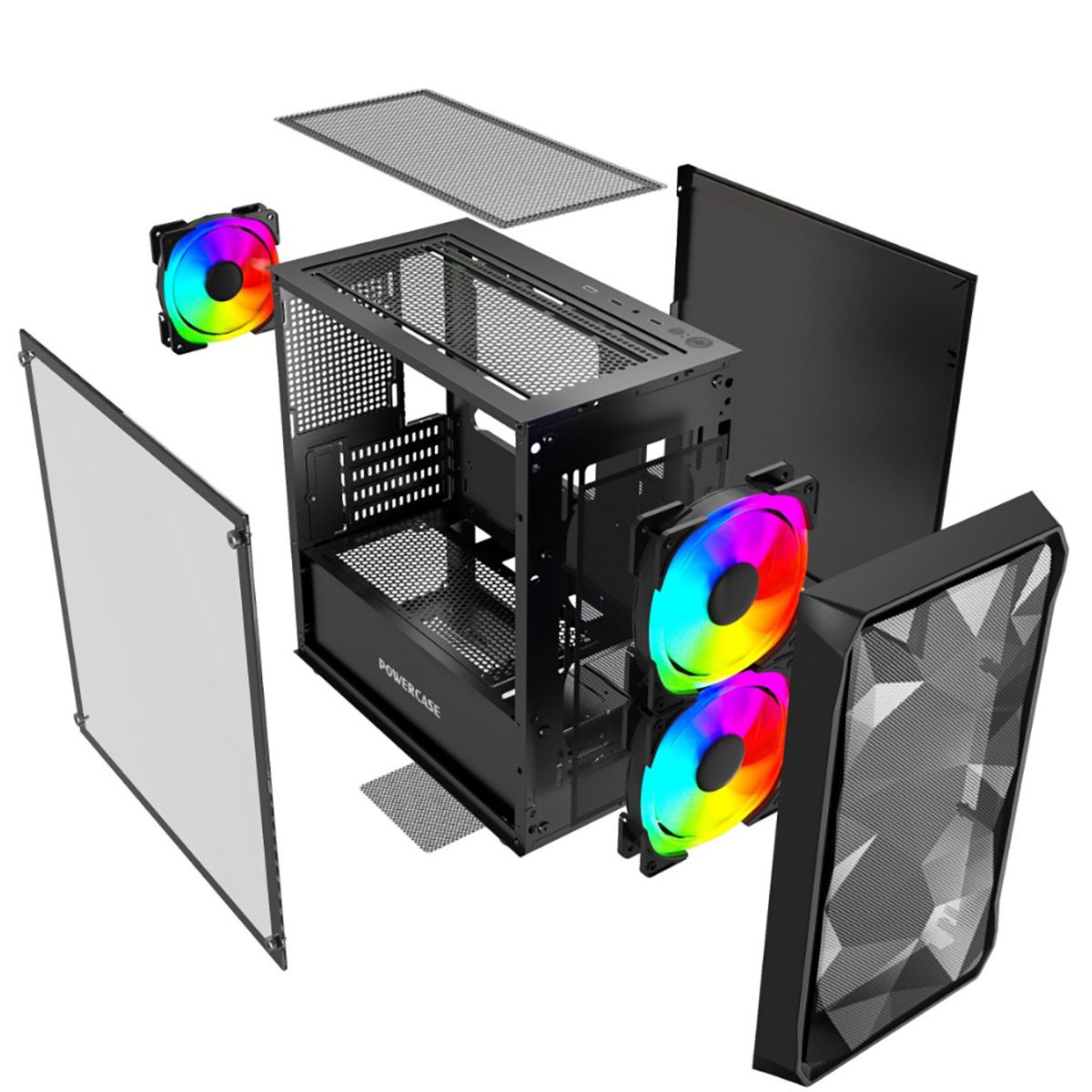 Корпус Powercase Mistral Micro A3B ARGB, Tempered Glass, 2x 140mm ARGB PWM+1x 120mm ARGB PWM, чёрный, mATX (CMMAB-A3)