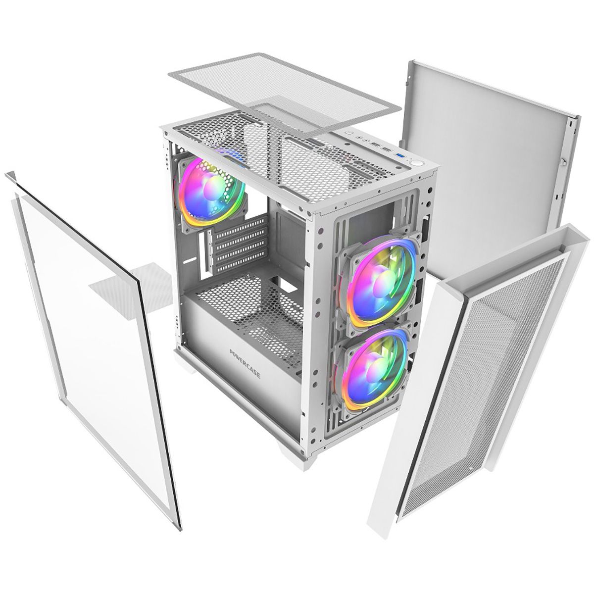 Корпус Powercase Alisio Micro Z3W ARGB, Tempered Glass, 3x 120mm ARGB fan, белый, mATX (CAMZW-A3)