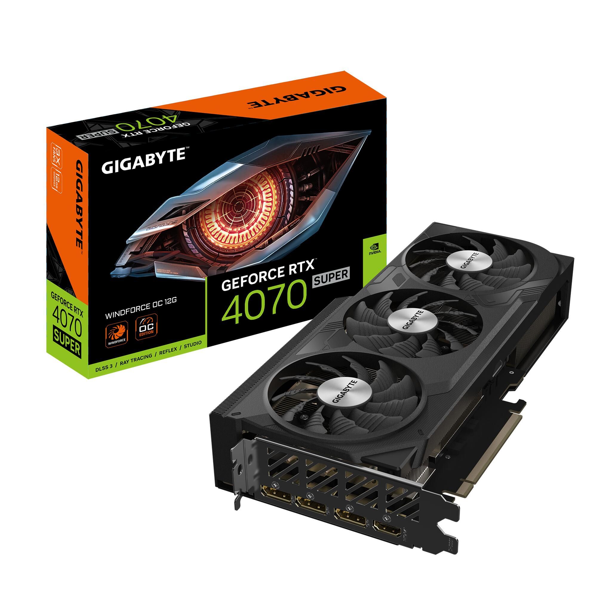 Видеокарта Gigabyte RTX4070 SUPER WINDFORCE OC 1.0/1.1 12GB GDDR6X 192bit 3xDP HDMI 3FAN RTL
