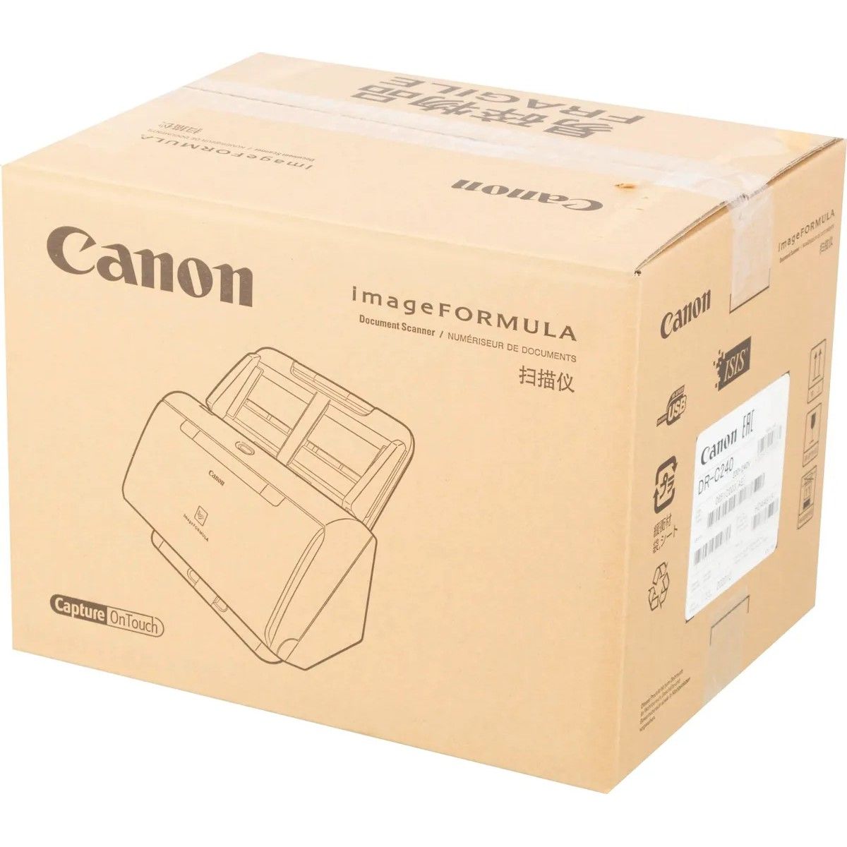 Canon imageFORMULA DR-C240 A4, Сканер, Протяжный, Цветная, (чб)45стр/мин, (цвет)30стр/мин, 600x600dpi, 60АПД, USB/Duplex 0651C003