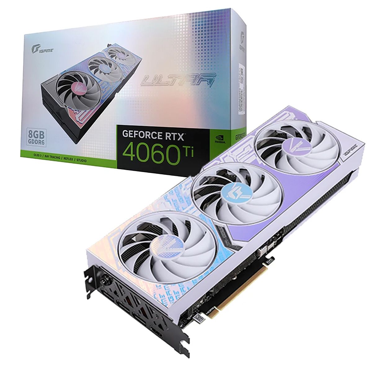 Видеокарта Colorful RTX 4060 Ti Ultra W OC 8GB-V 128-bit GDDR6 DPx3 HDMI 3FAN RTL