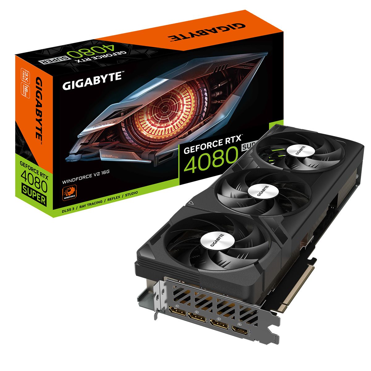 Видеокарта Gigabyte RTX4080SUPER WINDFORCE V2 16GB GDDR6X 256-bit DPx3 HDMI 3FAN RTL
