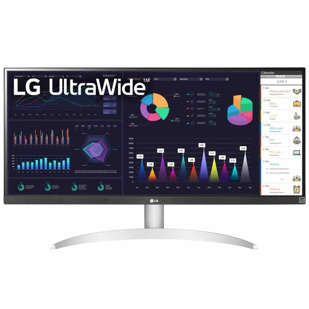 Монитор LG 29" LG 29WQ600-W White-Black (IPS, 2560x1080, HDMI+DP+Type C, 5 ms, 178°/178°, 250 cd/m, 1000:1, 100Hz, MM)