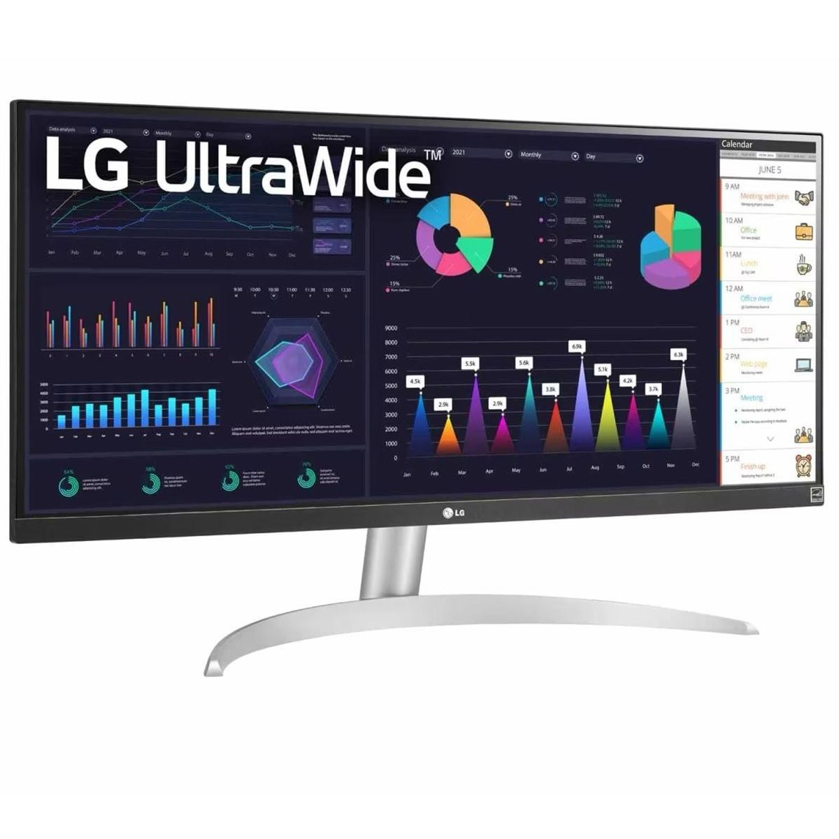 Монитор LG 29" LG 29WQ600-W White-Black (IPS, 2560x1080, HDMI+DP+Type C, 5 ms, 178°/178°, 250 cd/m, 1000:1, 100Hz, MM)
