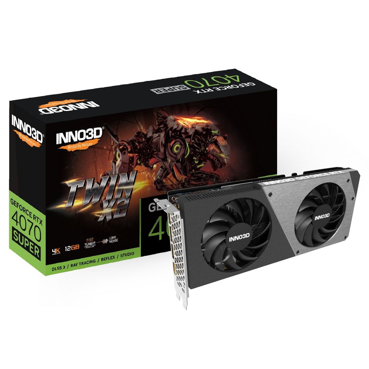 Видеокарта INNO3D RTX4070 SUPER TWIN X2 12GB GDDR6X 192bit 3xDP HDMI 2FAN