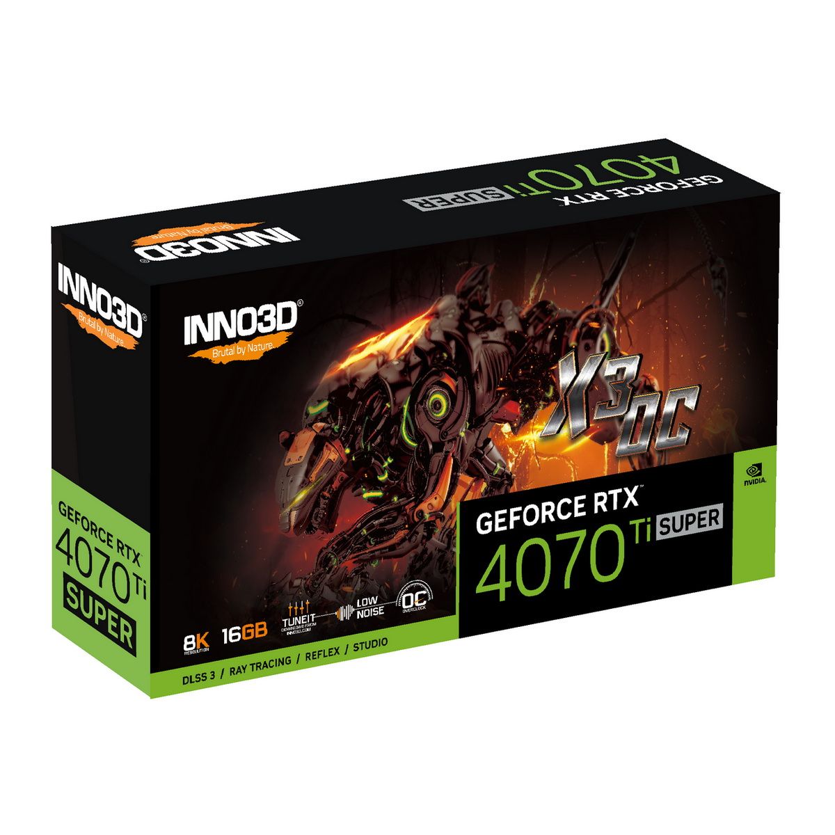 Видеокарта INNO3D RTX4070 Ti SUPER X3 OC 16GB GDDR6X 256bit 3xDP HDMI 3FAN