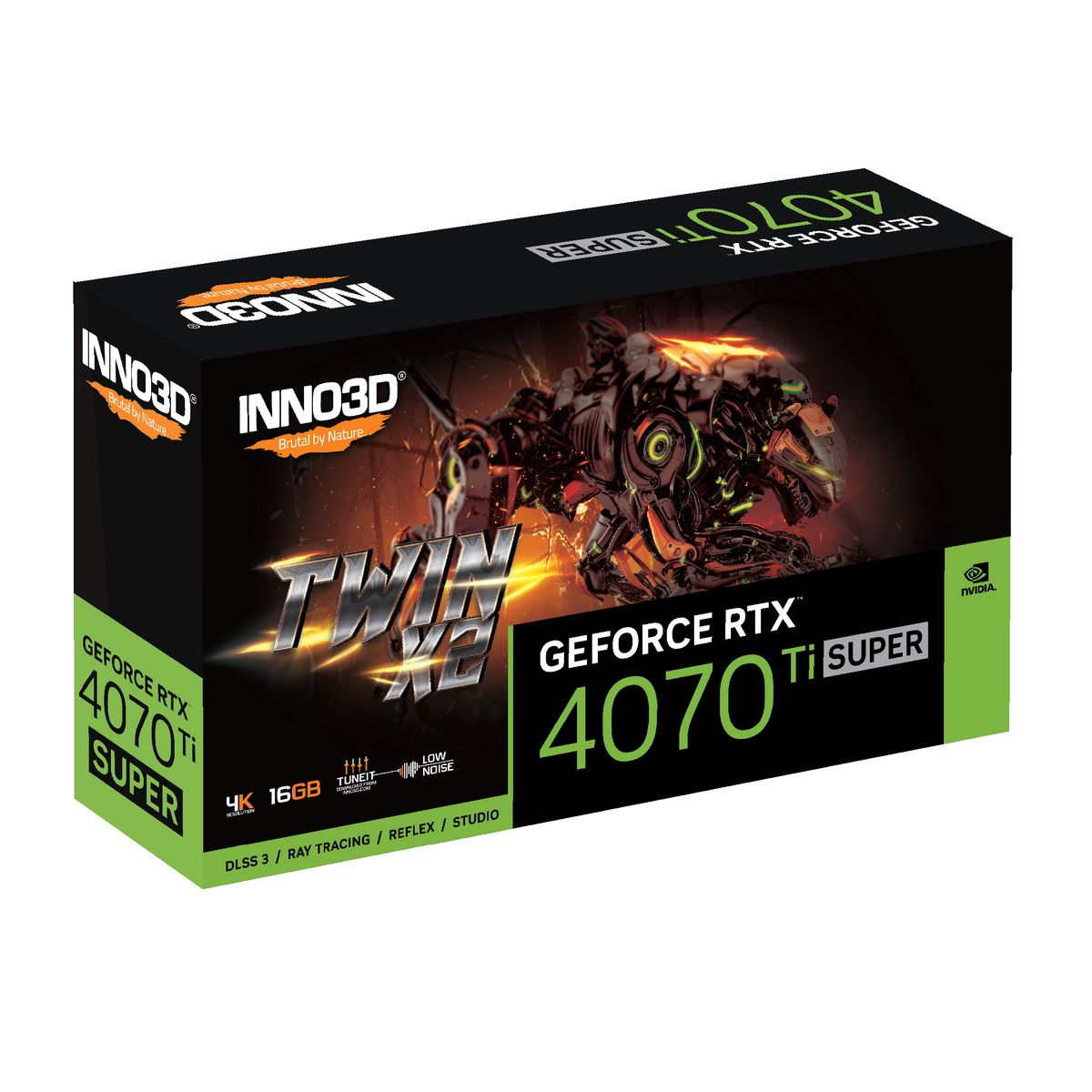 Видеокарта INNO3D RTX4070Ti SUPER TWIN X2 16GB GDDR6X 256bit 3xDP HDMI 2FAN RTL