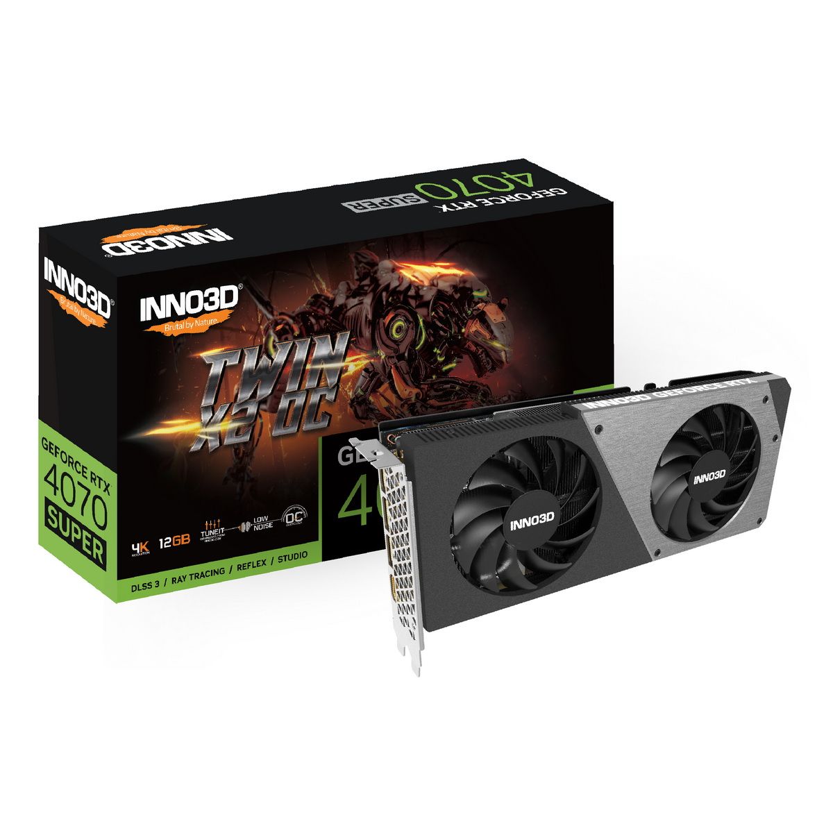 Видеокарта INNO3D RTX4070 SUPER TWIN X2 OC 12GB GDDR6X 192bit 3xDP HDMI 2FAN
