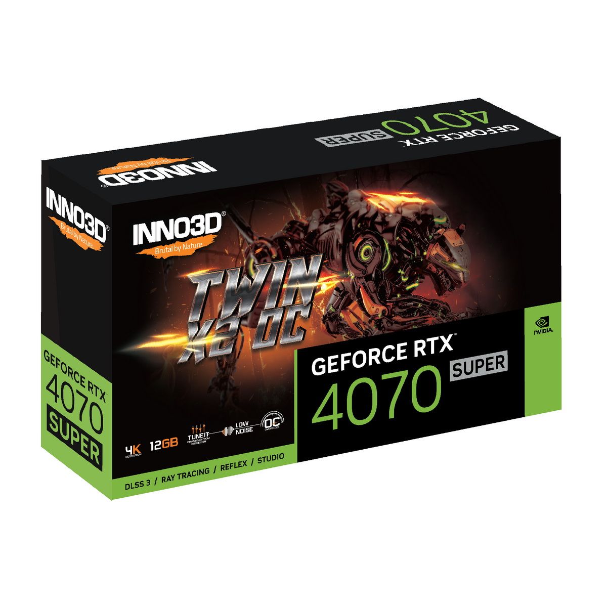 Видеокарта INNO3D RTX4070 SUPER TWIN X2 OC 12GB GDDR6X 192bit 3xDP HDMI 2FAN