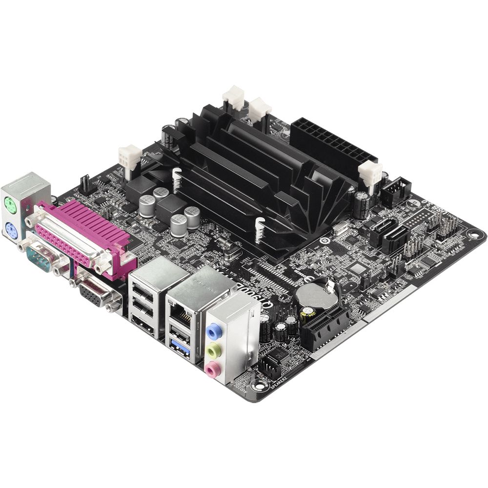 Материнская плата с ЦПУ ASRock Q1900B-ITX, Intel® Quad-Core Processor J1900 (2 GHz), Mini-ITX, 2xDDR3/DDR3L-1333 SO-DIMM, Max 16GB, 1xPCI-Ex1, 1xSATA2, Giga Lan, 6CH, VGA/HDMI, 3xUSB2.0, 1xUSB3.0 RTL {20}