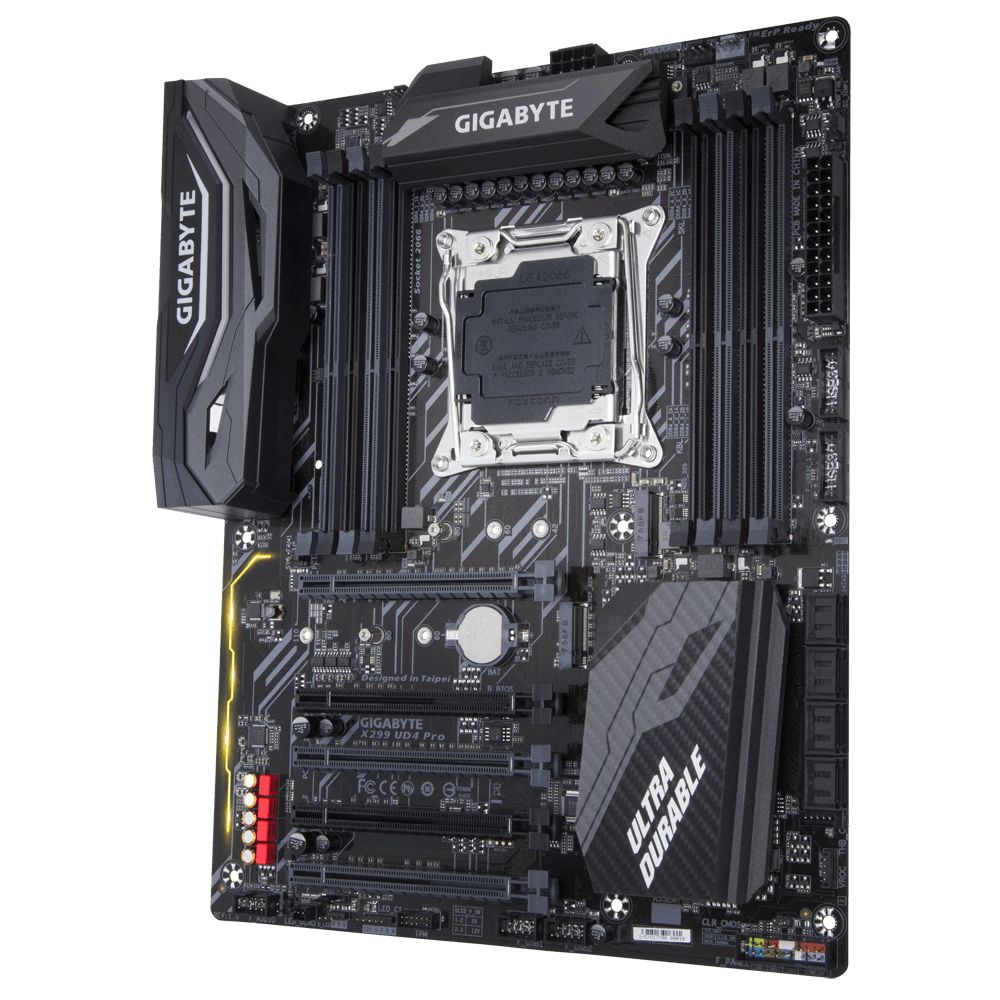 Материнская плата Gigabyte X299 UD4 Pro, Socket 2066, Intel®X299, 8xDDR4-2400, 5xPCI-Ex16, 8xSATA3,(RAID 0/1/5/10), 2xM.2, 8 Ch Audio, GLan, (0+4)xUSB2.0, (8+4)xUSB3.1, 1xPS/2, ATX, RTL {8}