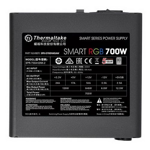 Блок питания Thermaltake Smart RGB 700 SPR-700AH2NK-2 700W, 80 Plus (870475) {8}