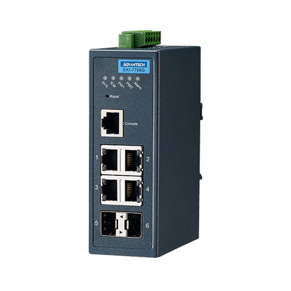 Коммутатор Advantech EKI-7706G-2F-AE 4GE+2SFP Gigabit Managed Redundant Industrial Switch