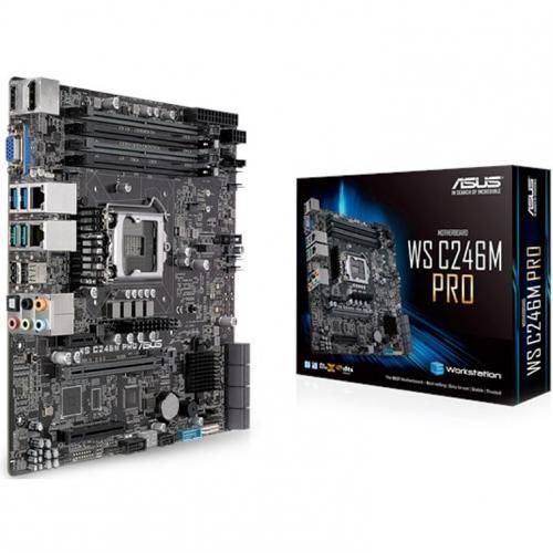 Материнская плата ASUS WS C246M PRO LGA1151 mATX 4xDDR4 PCIEx16 PCIEx8 PCIEx1 M.2 DP HDMI VGA 2xGLAN {5)