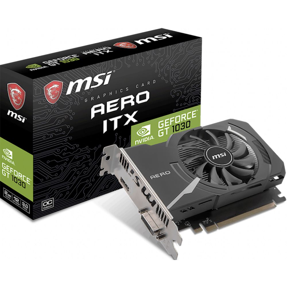 Видеокарта MSI GT1030 AERO ITX 2GD4 OC 2GB DDR4 64bit DVI HDMI RTL {20} (561413)