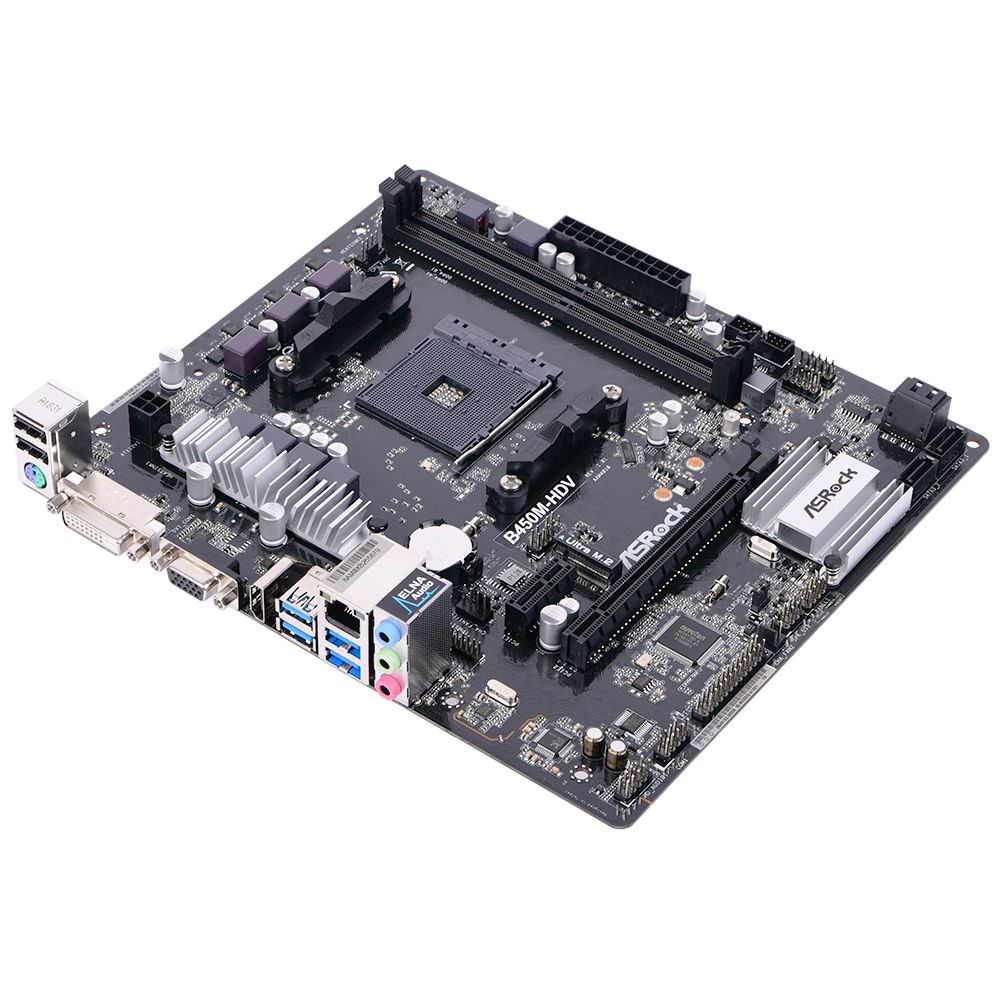 Материнская плата ASRock B450M-HDV R4.0, Socket AM4, AMD B450, 2xDDR4-2667, D-SUB+DVI-D+HDMI, 1xPCI-Ex16, 1xPCI-Ex1, 4xSATA3(RAID 0/1/10), 1xM.2, 8 Ch Audio, GLan, (2+4)xUSB2.0, (4+2)xUSB3.1, 1xPS/2, mATX, RTL, {10} (337617)