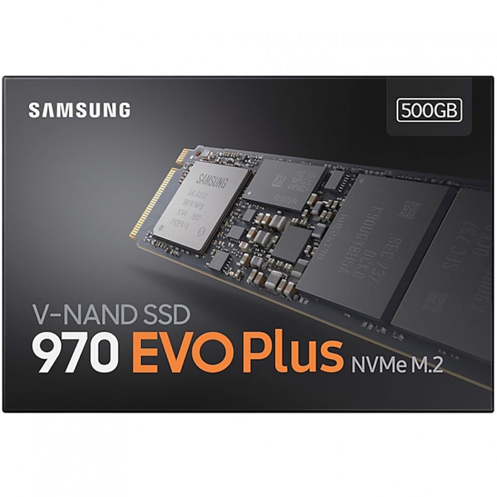 Твердотельный накопитель SSD Samsung 970 EVO Plus M.2 2280 MZ-V7S500BW 500GB Client SSD PCIe Gen3x4 with NVMe, 3500/3200, IOPS 480/550K, MTBF 1.5M, 3D NAND TLC, 512MB, 300TBW, NVMe 1.3, RTL {10} (628116)