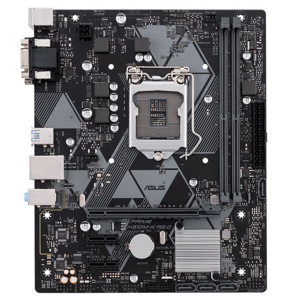 Материнская плата ASUS PRIME H310M-K R2.0 LGA1151 micro-ATX 2xDDR4 PCIEx16 2xPCIEx1 VGA DVI GLAN RTL {10} (030823)