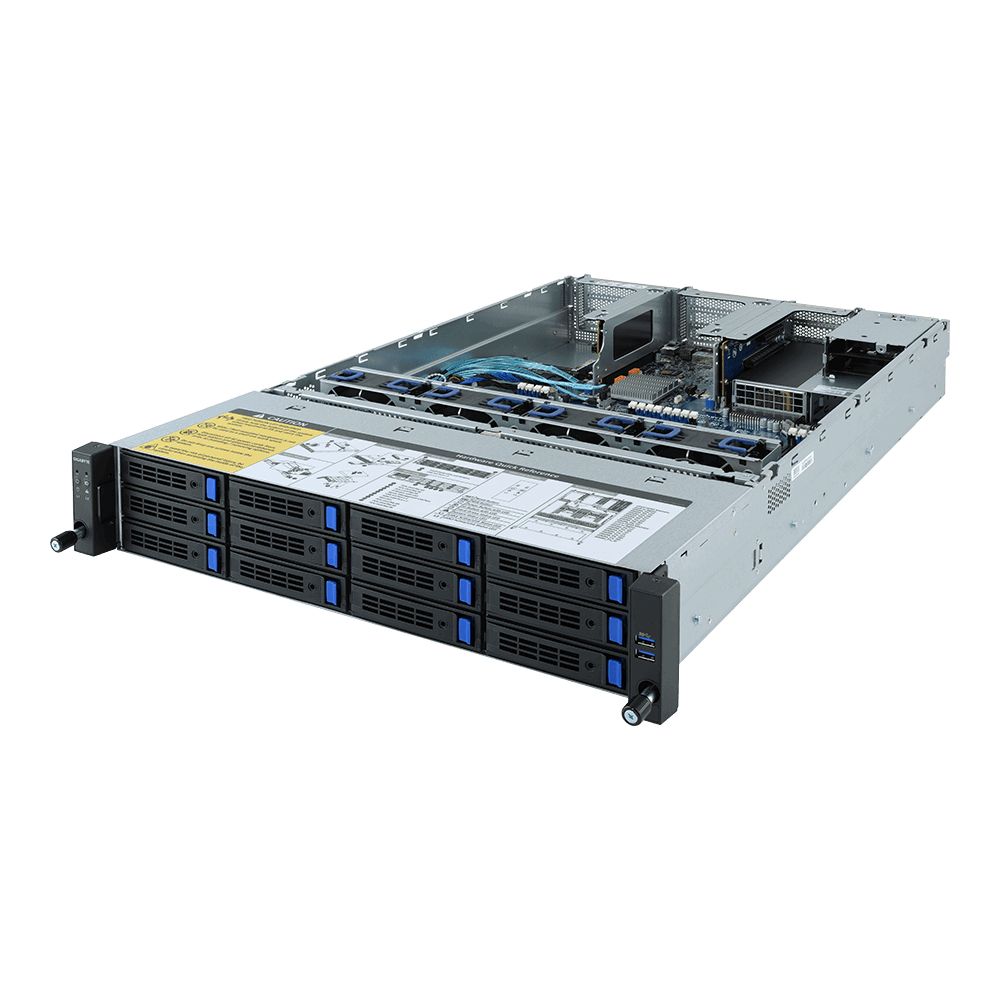 Платформа системного блока Gigabyte R261-3C0 2U, 2xLGA3647, 16xDDR4, up to 12x3.5, 2xM.2 PCIE, 2x1GbE, IPMI, 1x800W, Rails, 6NR2613C0MR-M7-100