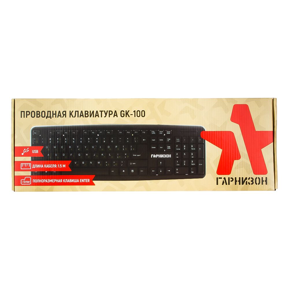 Клавиатура Гарнизон GK-100, USB, черный (207858) (207858)