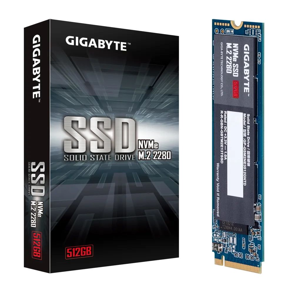 Твердотельный накопитель SSD Gigabyte 512GB M.2 2280 GP-GSM2NE3512GNTD Client PCIe Gen3x4 with NVMe, 1700/1550, IOPS 270/340K, MTBF 1.5M, 3D TLC, 800TBW, NVMe 1.3, RTL {50} (806880)