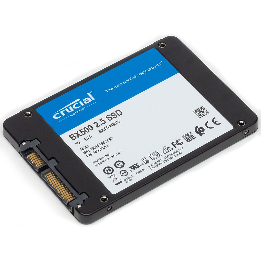 Твердотельный накопитель SSD Crucial BX500 CT480BX500SSD1 480GB 2.5" Client SATA 6Gb/s, 540/500, MTBF 1.5M, 3D TLC, 120TBW, RTL (787330) {100}