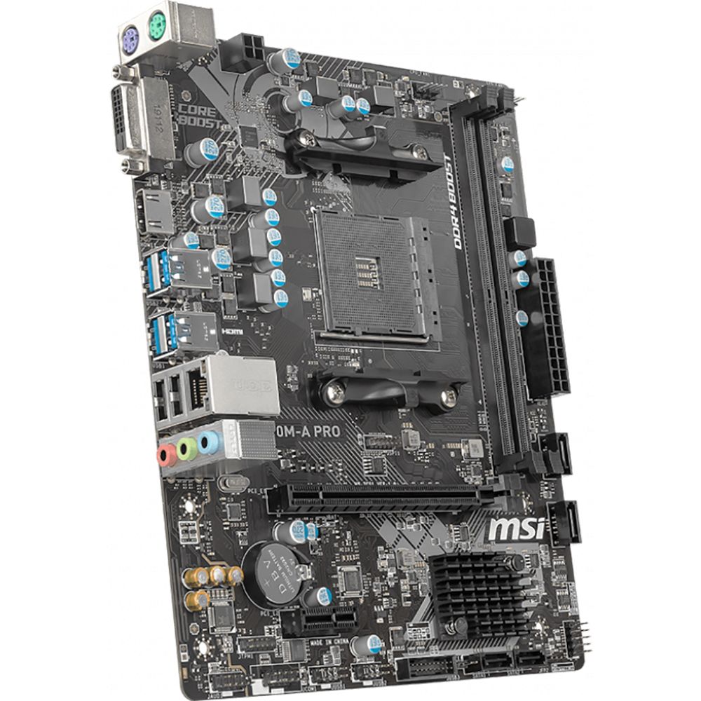 Материнская плата MSI A320M-A PRO, Socket AM4, AMD® A320, 2xDDR4-2400, 1xPCI-Ex16x, 1xPCI-Ex, DVI-D+HDMI, 4xSATA3(RAID 0/1/10), 8 Ch Audio, GLan, (2+4)xUSB2.0, (4+2)xUSB3.1, 2xPS/2, mATX, RTL {20} (663889)