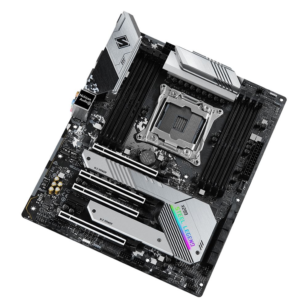 Материнская плата ASRock X299 STEEL LEGEND, Socket 2066, Intel®X299, 8xDDR4-2666, 4xPCI-Ex16, 1xPCI-Ex1, 8xSATA3(RAID 0/1/5/10), 2xM.2, 8 Ch Audio, 2xGLan, (4+4)xUSB2.0, (3+2)xUSB3.2, (1+1)xUSB3.2 Type-C™, 1xPS/2, ATX, RTL, {10} (339895)