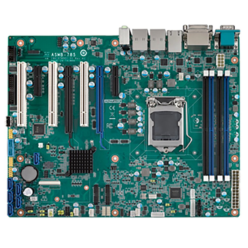 Материнская плата Advantech ASMB-785G4 (ASMB-785G4-00A1E), Advantech Socket LGA1151 для Intel Xeon E3-1200 v5/v6 and 6th/7th Generation Core i7/i5/i3 processors, 4xDDR4 DIMM, VGA, 2xDVI, 2xPCIe x16, 2xPCIe x4, 3xPCI, 6xSATAIII RAID 0,1,5,10, 2xGbE LAN, 5xCOM, 9xUSB, 1xPS/2, (тре
