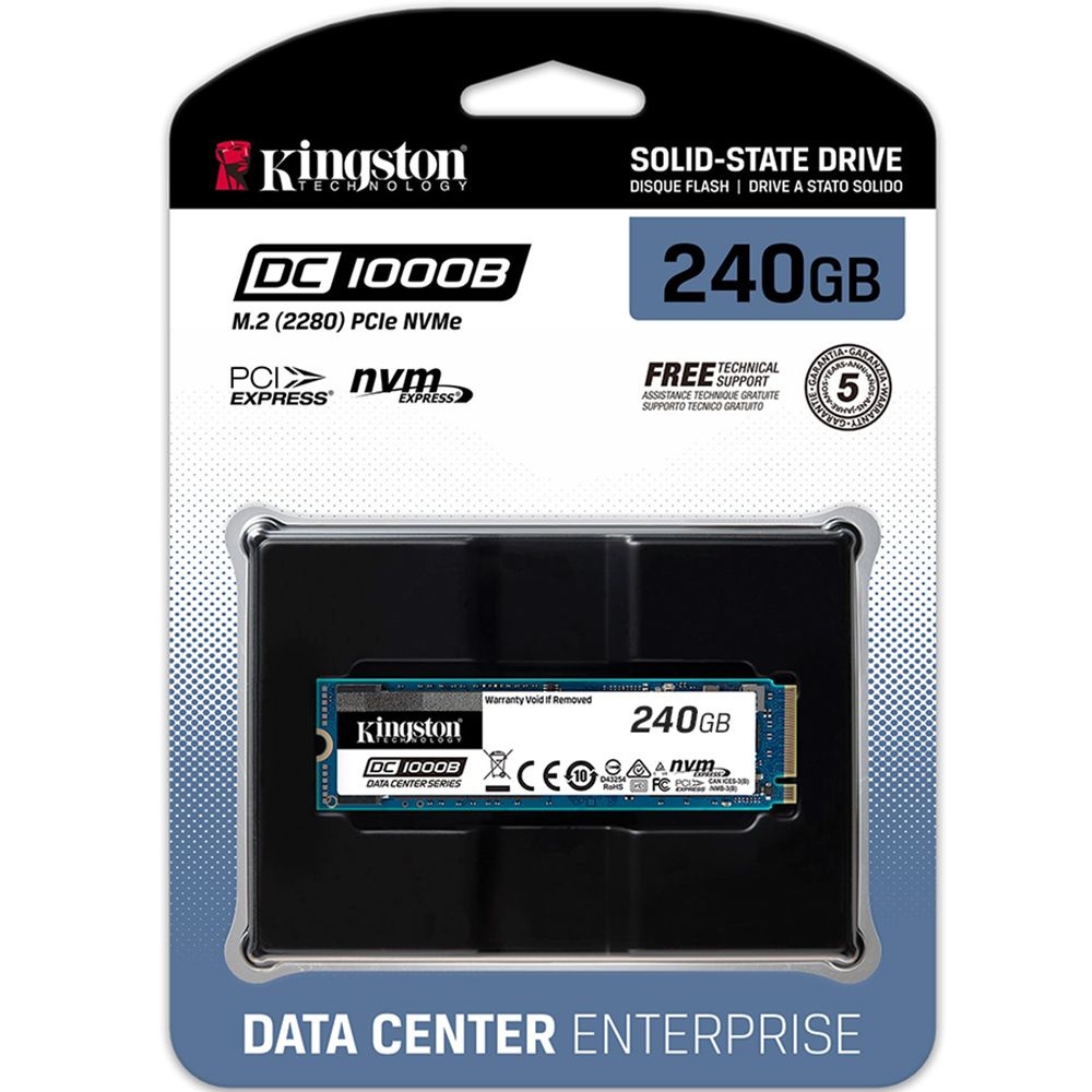 Твердотельный накопитель SSDKingston DC1000B Enterprise M.2 2280 SEDC1000BM8/240G 240GB PCIe Gen3x4 with NVME, 2200/290, IOPS 111/12K, MTBF 2M, 3D TLC, 248TBW, 0.5DWPD (303599)