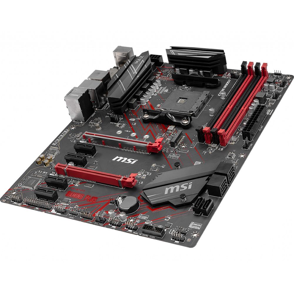 Материнская плата MSI B450 GAMING PLUS MAX, Socket AM4, AMD®B450, 4xDDR4-2667, 2xPCI-Ex16x, 4xPCI-Ex1x, DVI-D+HDMI, 6xSATA3(RAID 0/1/10), 1xM.2, 8 Ch Audio, GLan, (2+4)xUSB2.0, (4+4)xUSB3.2, 1xPS/2, ATX, RTL {}