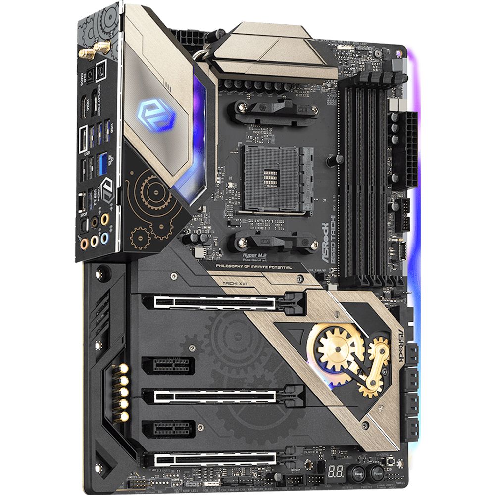 Материнская плата ASRock B550 TAICHI, Socket AM4, AMD B550, 4xDDR4-3200, HDMI+DP, 3xPCI-Ex16, 2xPCI-Ex1, 8xSATA3(RAID 0/1/10), 2xM.2, 8 Ch Audio, 1x2,5GLan, WiFi, (2+4)xUSB2.0, (5+4)xUSB3.2, (1+1)xUSB3.2 Type-C™, ATX, RTL, {5} (931642)