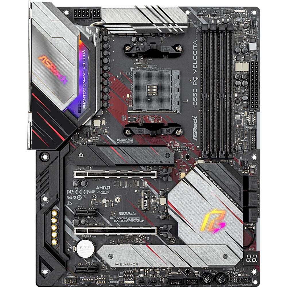 Материнская плата ASRock B550 PG VELOCITA, Socket AM4, AMD B550, 4xDDR4-3200, HDMI, 2xPCI-Ex16, 2xPCI-Ex1, 6xSATA3(RAID 0/1/10), 2xM.2, 8 Ch Audio, 1x2,5GLan, (4+4)xUSB2.0, (3+2)xUSB3.2, (1+1)xUSB3.2 Type-C™, 1xPS/2, ATX, RTL, {5} (931550)